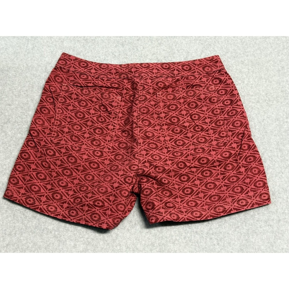 Sportif USA Chino Shorts Womens 8 Red Geometric Print Poplin Cotton Casual - Picture 2 of 8